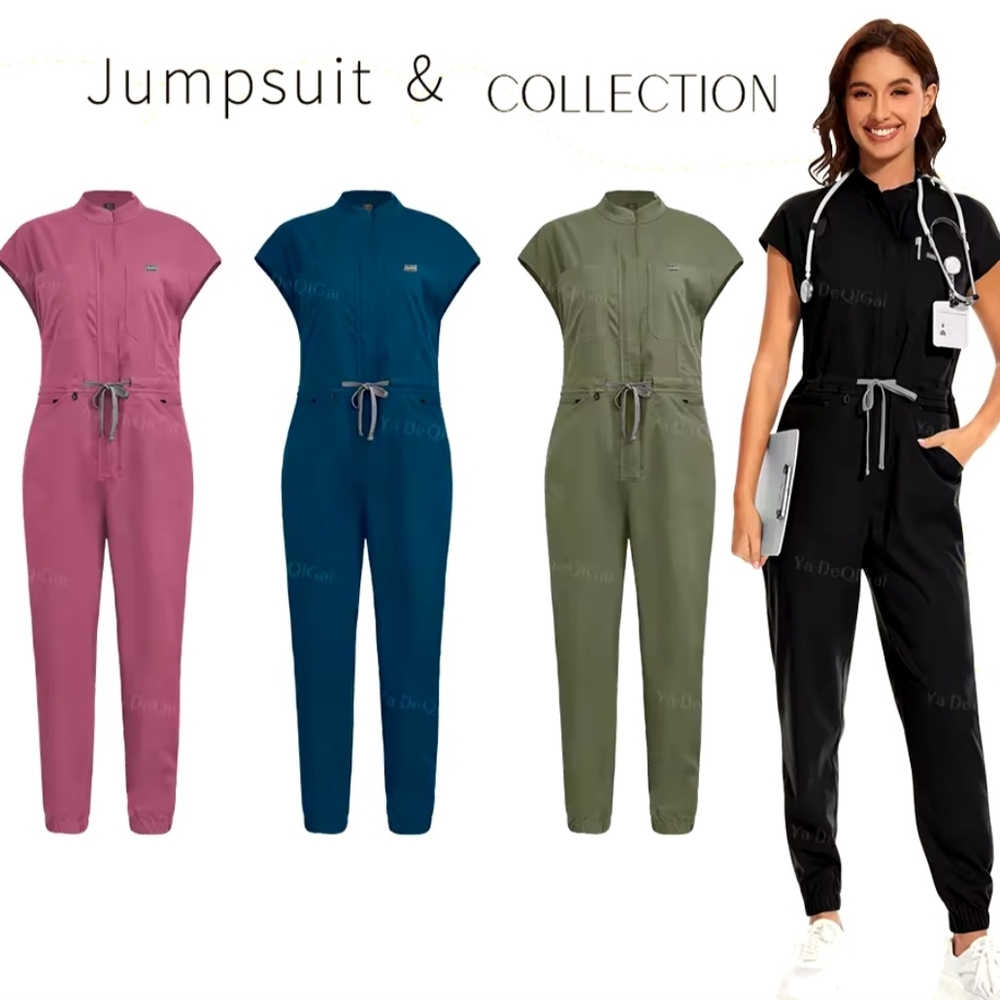 Women's Jumpsuit in Black, Pink, Blue, and Green